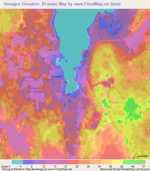 Storugns,Sweden Elevation Map