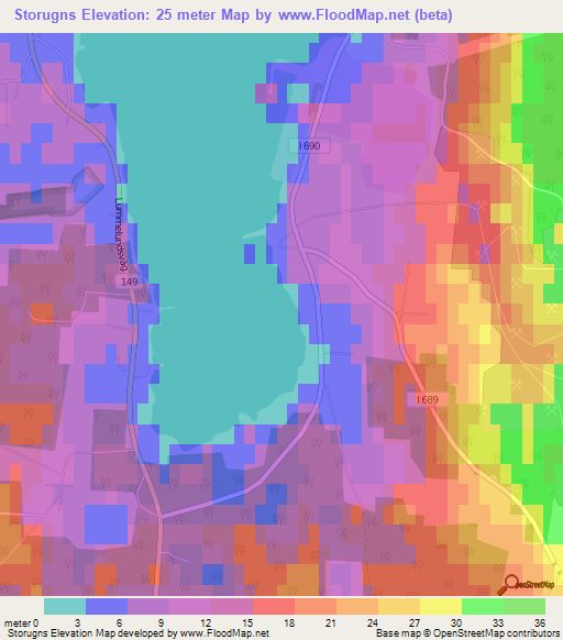 Storugns,Sweden Elevation Map