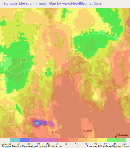 Storugns,Sweden Elevation Map