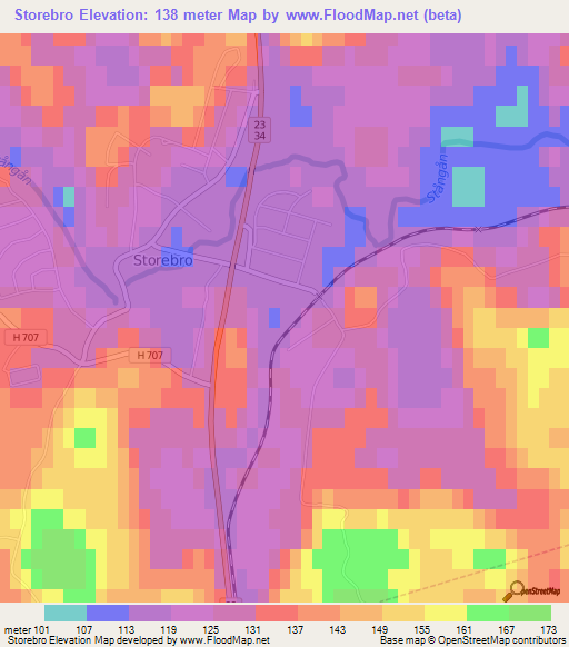 Storebro,Sweden Elevation Map