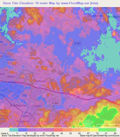 Stora Tido,Sweden Elevation Map