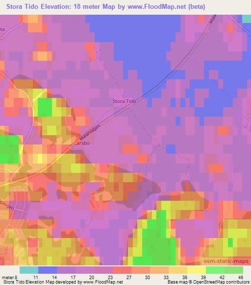 Stora Tido,Sweden Elevation Map