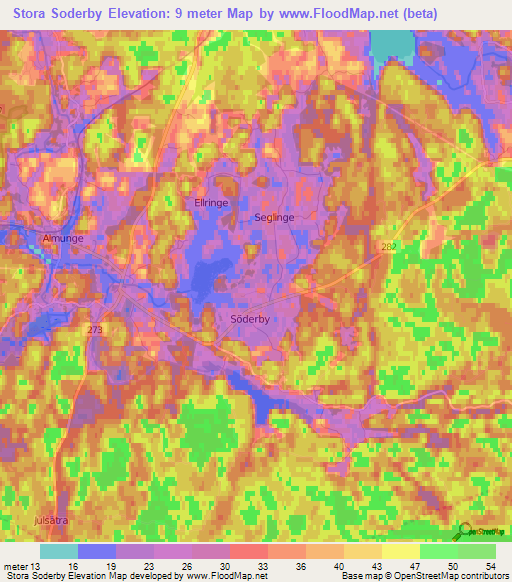 Stora Soderby,Sweden Elevation Map