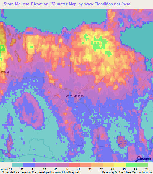 Stora Mellosa,Sweden Elevation Map