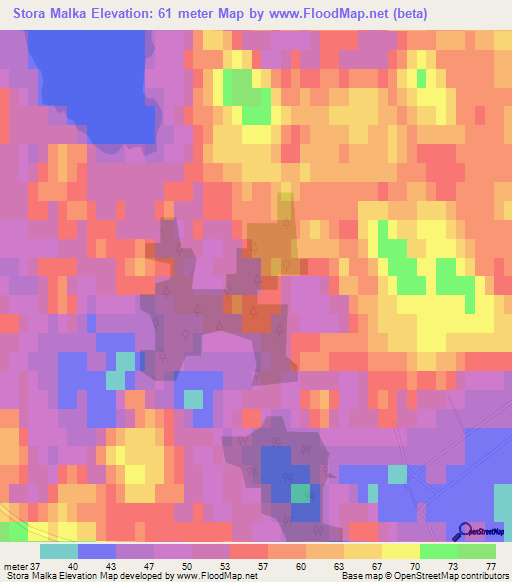 Stora Malka,Sweden Elevation Map