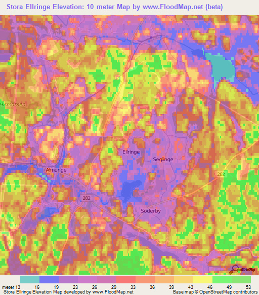 Stora Ellringe,Sweden Elevation Map