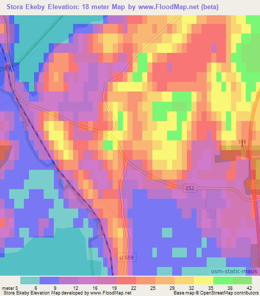 Stora Ekeby,Sweden Elevation Map