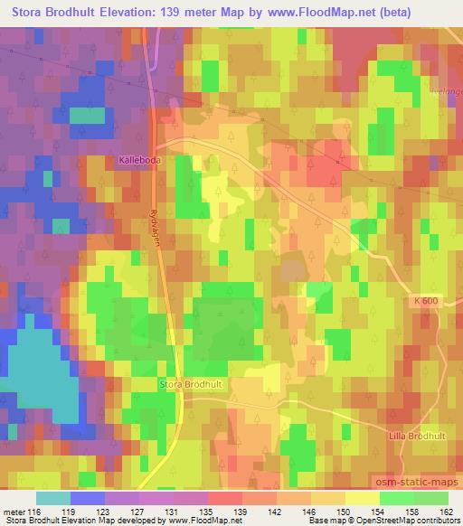 Stora Brodhult,Sweden Elevation Map