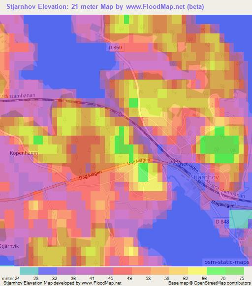 Stjarnhov,Sweden Elevation Map