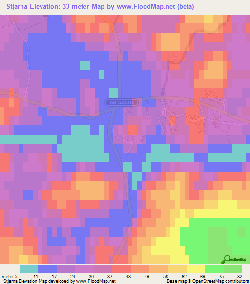 Stjarna,Sweden Elevation Map