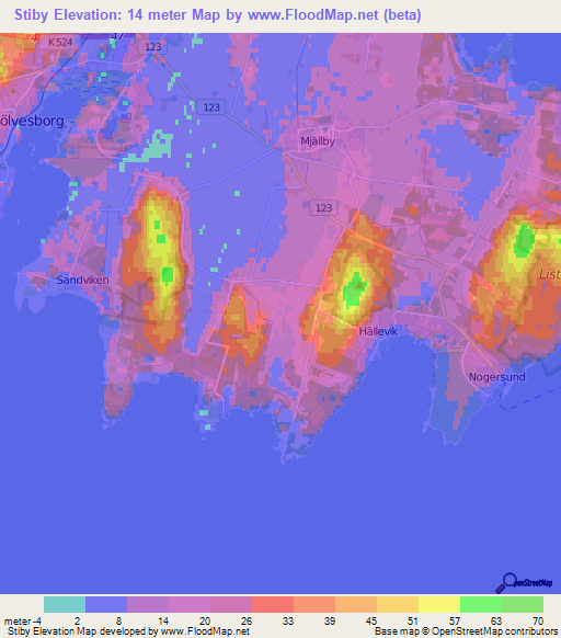 Stiby,Sweden Elevation Map