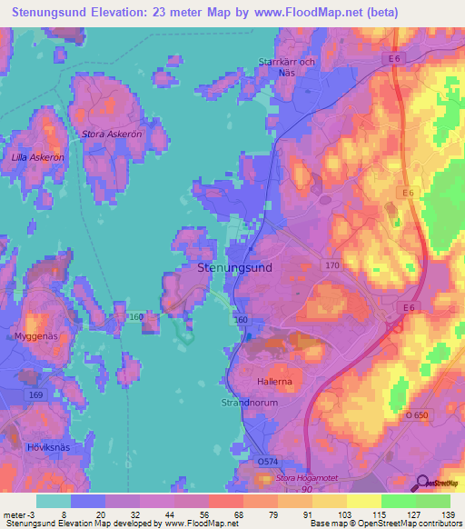 Stenungsund,Sweden Elevation Map