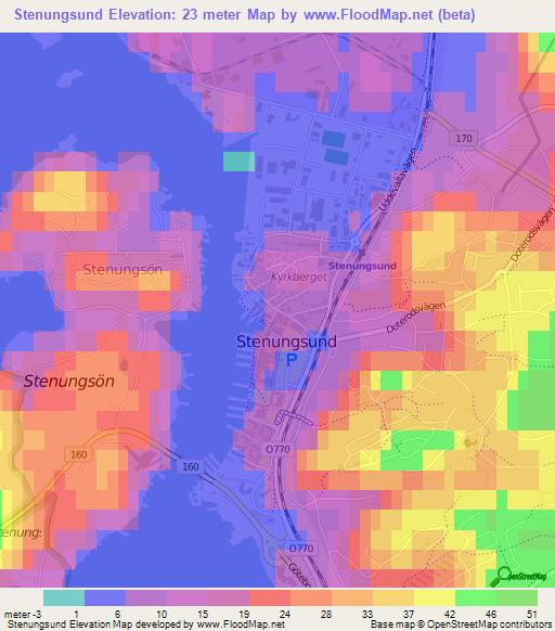 Stenungsund,Sweden Elevation Map