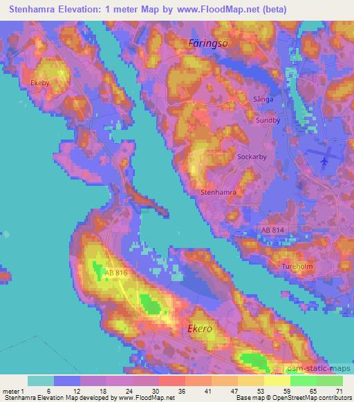 Stenhamra,Sweden Elevation Map