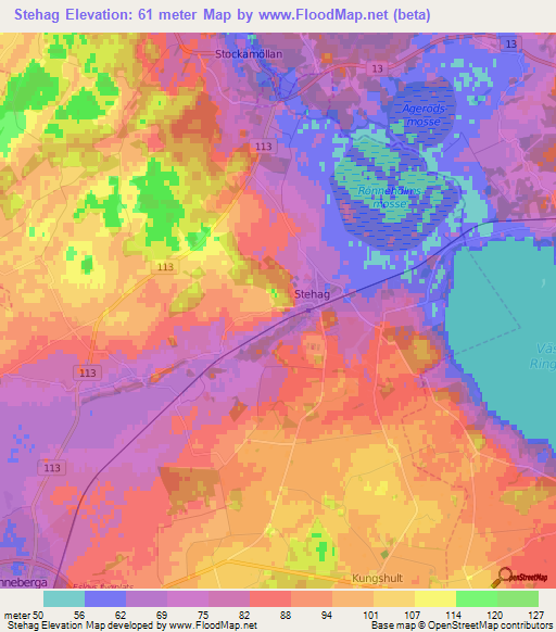 Stehag,Sweden Elevation Map