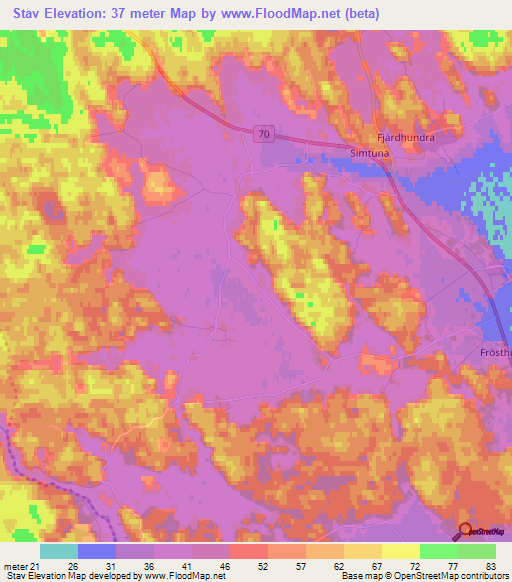 Stav,Sweden Elevation Map