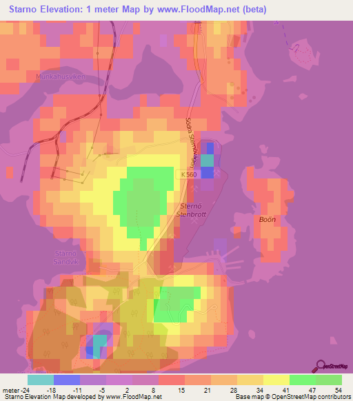 Starno,Sweden Elevation Map