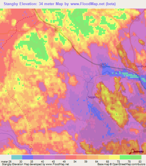 Stangby,Sweden Elevation Map