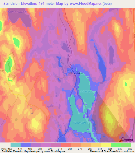 Stalldalen,Sweden Elevation Map