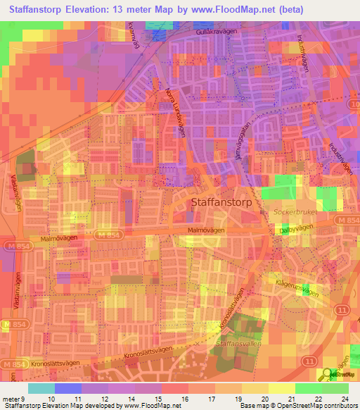 Staffanstorp,Sweden Elevation Map