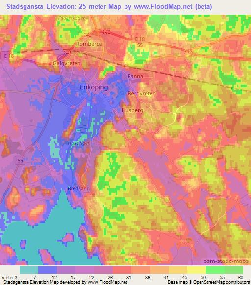 Stadsgansta,Sweden Elevation Map