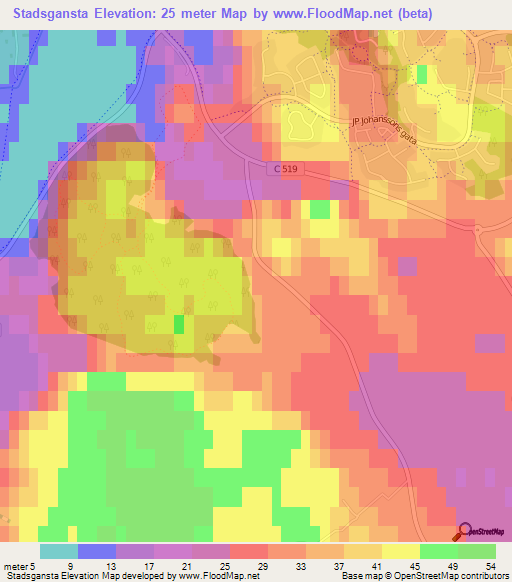 Stadsgansta,Sweden Elevation Map