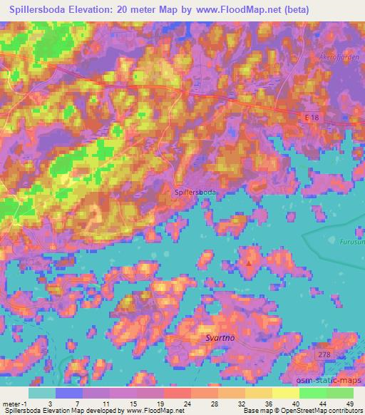 Spillersboda,Sweden Elevation Map