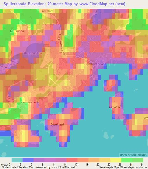 Spillersboda,Sweden Elevation Map