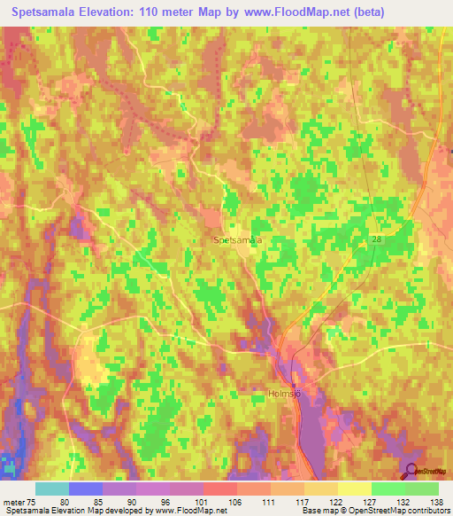 Spetsamala,Sweden Elevation Map