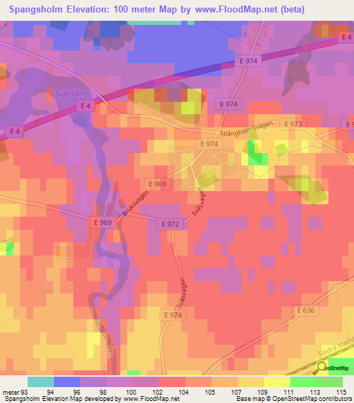 Spangsholm,Sweden Elevation Map