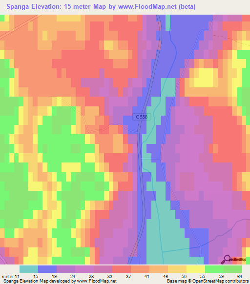 Spanga,Sweden Elevation Map