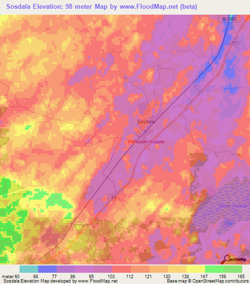 Sosdala,Sweden Elevation Map