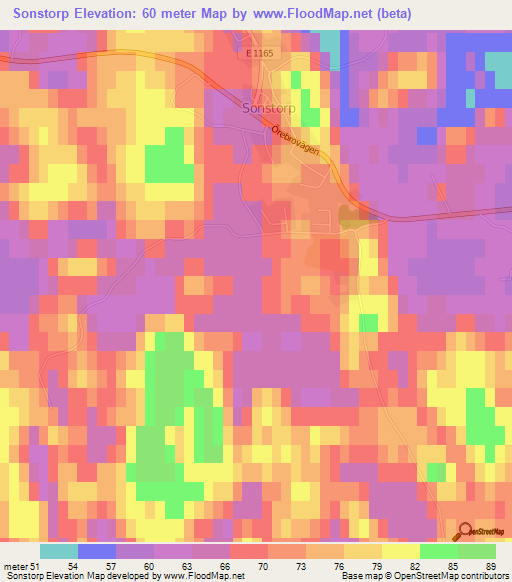 Sonstorp,Sweden Elevation Map