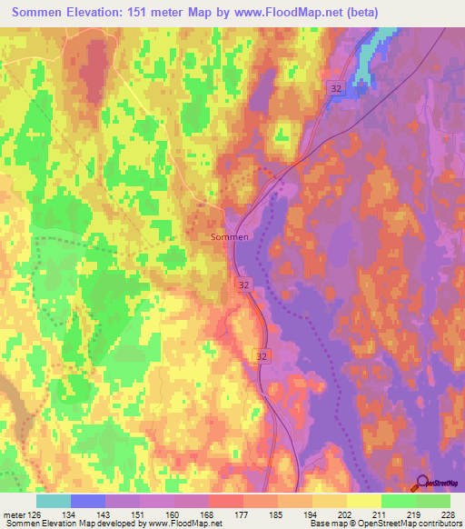 Sommen,Sweden Elevation Map