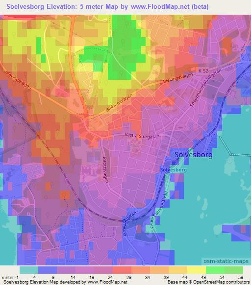 Soelvesborg,Sweden Elevation Map