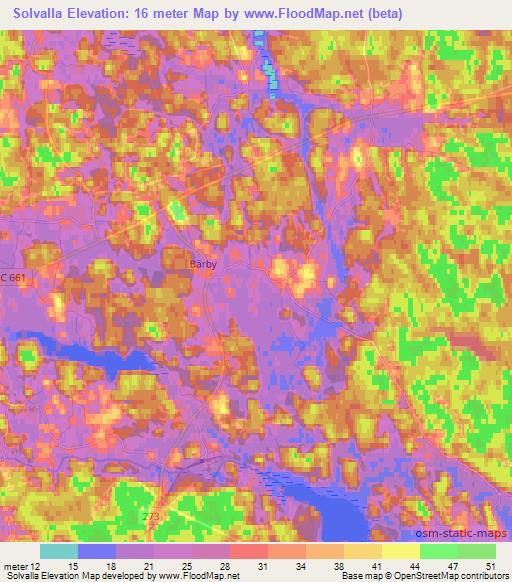 Solvalla,Sweden Elevation Map