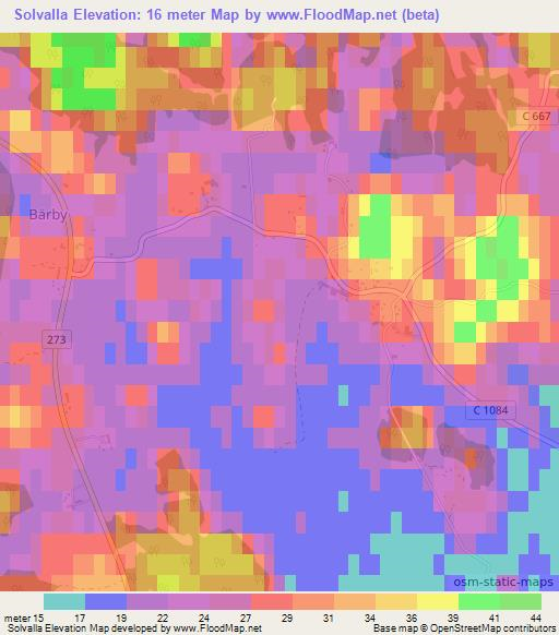 Solvalla,Sweden Elevation Map