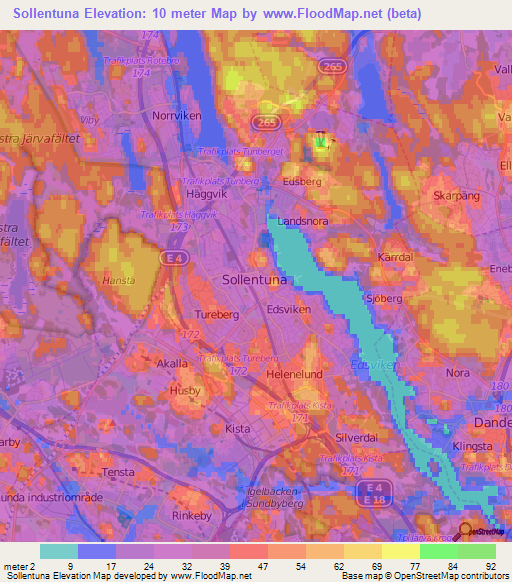 Sollentuna,Sweden Elevation Map