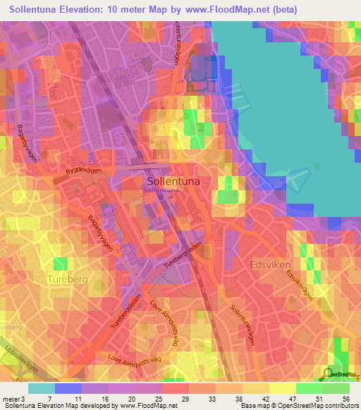 Sollentuna,Sweden Elevation Map