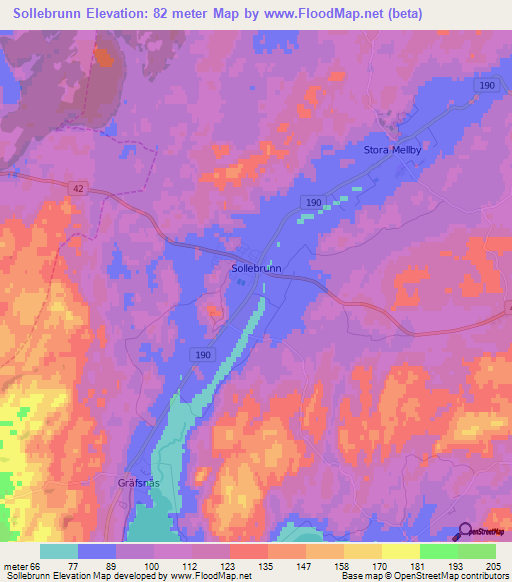 Sollebrunn,Sweden Elevation Map