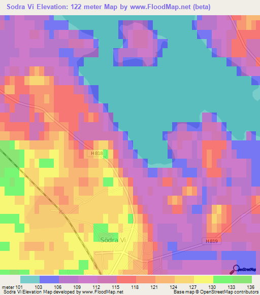 Sodra Vi,Sweden Elevation Map