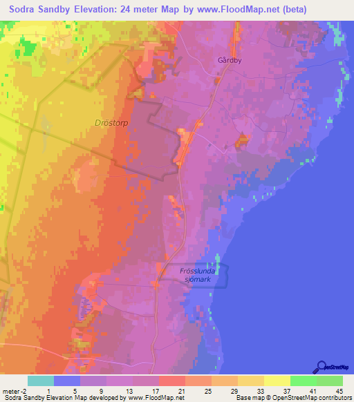 Sodra Sandby,Sweden Elevation Map