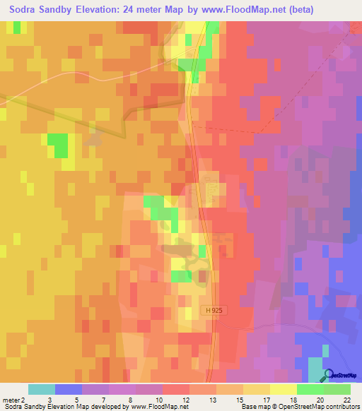 Sodra Sandby,Sweden Elevation Map