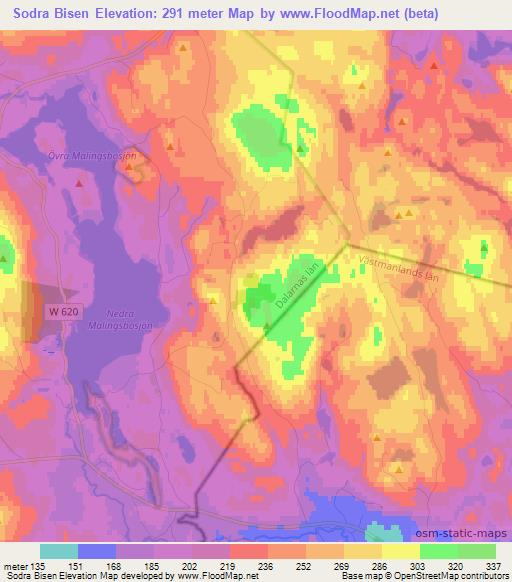 Sodra Bisen,Sweden Elevation Map