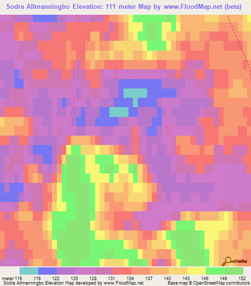 Sodra Allmanningbo,Sweden Elevation Map