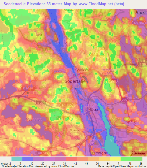 Soedertaelje,Sweden Elevation Map