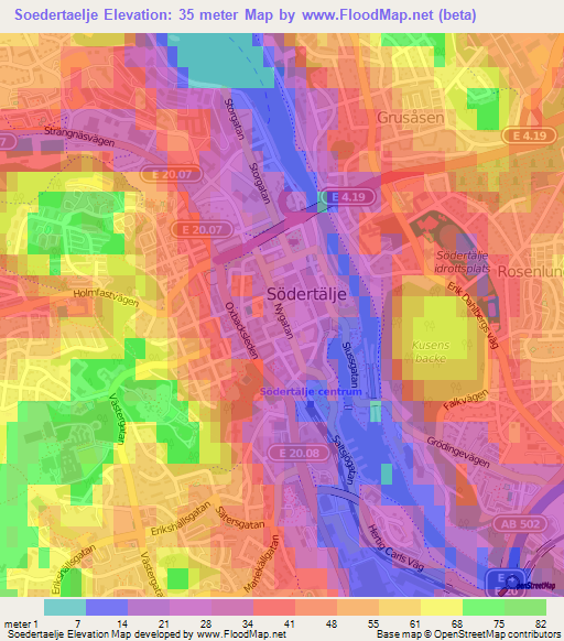 Soedertaelje,Sweden Elevation Map