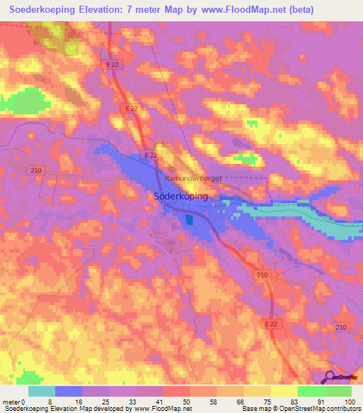 Soederkoeping,Sweden Elevation Map