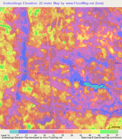 Soderedinge,Sweden Elevation Map