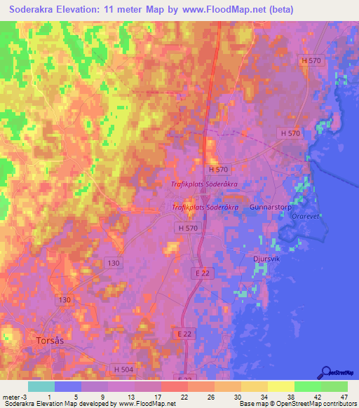 Soderakra,Sweden Elevation Map